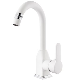 KST 30006-K STİL MİX BEYAZ LAVABO BATARYASI (Kısa Borulu Krom Parçalı)