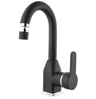 KST 30010-K STİL MİX SİYAH LAVABO BATARYASI (Kısa Borulu Krom Parçalı)